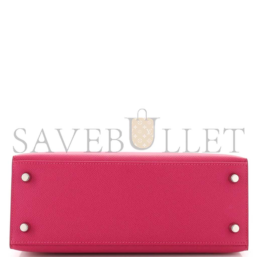 H**mes master kelly handbag rose pourpre epsom with palladium hardware 25 (25*17*7cm)